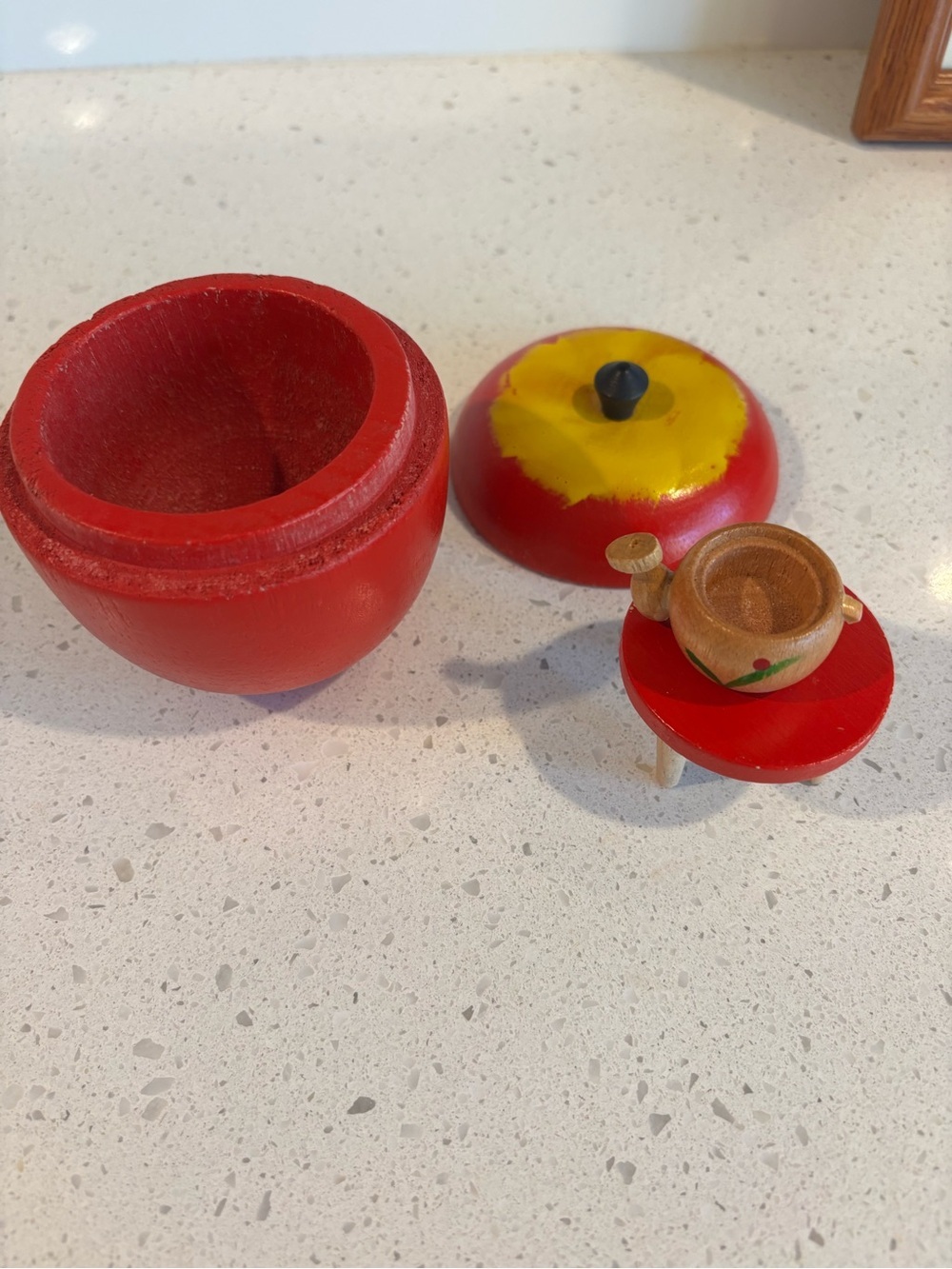 Wooden Red & Yellow Toy Apple - Picture 3 of 6